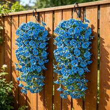 4 pezzi, Fiori artificiali simulati di campanula, adatti per tutte le stagioni. Decorazione da appendere per interni ed esterni con fiori di simulazione, adatti per uffici, verande, camere da letto e cortili esterni. Molto adatti per varie decorazioni per le vacanze. - Blu - Visualizzare 2