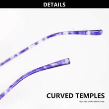 1pc Frameless Round Reading Glasses, Leopard Print Design On Temples, With High-Quality Metal Hinges, Suitable For Women's Daily Wear - White - View 8