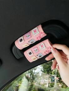 1/2 chiếc bọc tay cầm bằng vải thêu dễ thương mới, bọc tay vịn xe hơi mềm mại họa tiết hoạt hình. - Nhiều màu - Xem 1