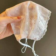 Summer Women's Thin, Breathable Lace Mesh Rhinestone Fashion Korean Style Sunshade Goddess Face Mask, Washable. - Pink- - View 2