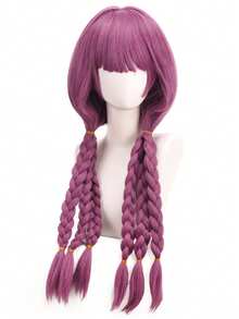 Tóc giả cosplay nữ dài 30 inch, có mái và bím tóc, thiết kế da đầu chân thực, được làm từ chất liệu lụa chịu nhiệt cao, lưới hoa hồng, phù hợp cho sử dụng hàng ngày, các ngày lễ và tiệc tùng. - Màu tím - Xem 11