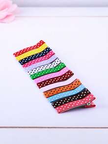 10/20/30pcs Random Color Polka Dot Hair Clips, DIY Fashionable Hair Accessories, Colorful Bangs Clips, 5cm Double-Prong Round Dot Semi-Enclosed Hair Clips, Suitable For Daily Wear - Multicolor - View 10