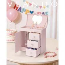 Vlando - Joyero musical para niñas regalo del día de San Valentín para niños caja de música grande con bailarina para decoración de recámara de cumpleaños regalo de joyería para niñas y niños - rosa claro - Ver 3