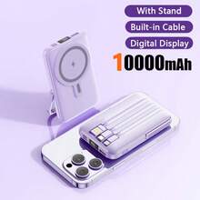 10000mAh Mini Portable Mobile Power Bank With LED Display And Cable , Input USB-A/Type-C/Lightning/Qi ,Suitable For IOS Wireless MagSafe Charger And ANDROID Cable Charging, High-Capacity Portable Power Bank, Wireless MagSafe Charger, Wired Mini Portable Power Bank ,A Portable Mobile Power Bank With Stand And Digital , For IOS And Other Series Compatible With Most Electronic Products On The Market, Travel, Camping, Emergency Backup Outdoor, Christmas Gift\Easter Gift\Holiday Gift \Festival Gift - Multicolor - View 13