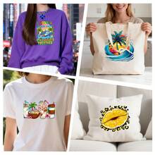 9PC DIY iron on transfers for tshirts,  Dinosaur With Sunglasses And Popsicle   Girls Trip Puerto Rico 2025   Family And Friends Cruise   Countdown Is Over It's Cruise Time   I Love Caribbean Beaches   Cruisin Together   Let's Go On An Adventure   Tropical Palm Tree Sunset   Coconut Cocktail Drinks   Lemon Slice With Leopard Print , Easy Heat Transfer for Clothing, T-Shirts, Jeans, Backpacks, Hats & Pillows,  Washable Stickers Perfect for Casual Style, Ideal Gift for Women and Men. - Zufälliger Stil - Übersicht 4