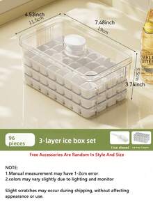 96-Cell Ice Cube Tray, One-Touch Ice Cube Release, Large Capacity Ice Storage Box, Suitable For Refrigerator And Freezer, Stackable Ice Cube Tray With Ice Scoop, Suitable For Cold Drinks, Juice, Soda, Coffee, Whiskey, Cocktail, Easy To Remove - Multicolor - View 15
