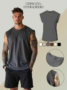 Men's Tank Top, Bodybuilder Style, 100% Premium Cotton, Sleeveless, Bodybuilder Style, Workout/Gym - Dark Grey - View 1