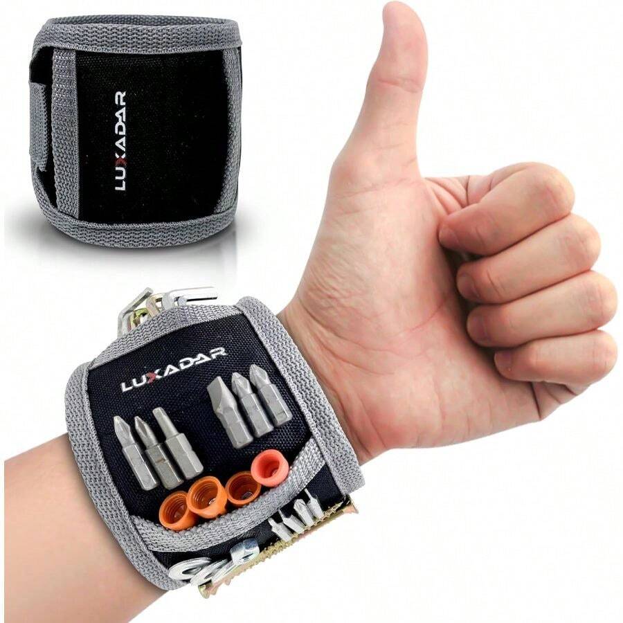 Magnetic Wristband Screws, Nails, Drill Bits, Bolts - Heavy-Duty Magnetc Wrist Band With Adjustable Strap, Father's Day Handyman Cool Tools Dad Gft, Wrist Magnetic Holder - Wristband - View 1
