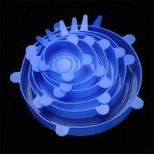 6pcs/Set Silicone Stretch Lids, Multi-Functional Reusable Airtight Food Covers For Bowls, Fruits & Vegetables - Blue - View 7