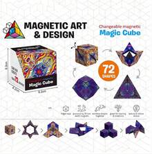 Variable Geometric Shapes, Color-Changing, Magnetic, Magic Cube, Stress-Relieving, Manual Flipping Jigsaw Puzzle Cube - Magnetic Cube 3D - View 5