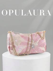 Túi đeo vai đính sequin màu hồng OpulAura 1 chiếc, dành riêng cho phù dâu, túi xách đính sequin lấp lánh, túi dự tiệc khiêu vũ, phụ kiện khiêu vũ, ví nữ thanh lịch, đồ dùng đám cưới, ví dạ hội đính sequin (Mẫu ngẫu nhiên) - Hồng - Xem 3