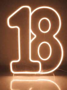 Números 18 Led Neon Branco Quente ou Frio Festa 50x25cm - Amarelo - Visão 1
