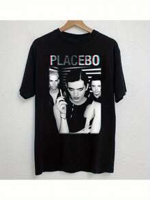 Casual T-Shirt Printed With The Placebo Band Logo. Short-Sleeved, Comfortable And Versatile, Suitable For Music Fans, Band Logo Merchandise, Perfect For Everyday Wear. Cotton T-Shirt, Soft, Lightweight And Comfortable. Cotton Daytime Comfort, Stylish Casual Design Ideal For Men And Women. Crew Neck T-Shirt, Gym Top, Going Out Top, Outdoor Clothing, Holiday, Graduation, Fitted, Slogan T-Shirt, Quote T-Shirt, Minimalist Graphic T-Shirt, Funny Graphic Tee, Beach Party, Surfing, Picnic, Gift, Airport Outfit, Spring, Coordinates Sets. Women's Summer, Understated Summer Outfits, Summer Coordinates, Event Dresses, Autumn, Winter, All Seasons, Birthday Dress, Party Outfits, Rave Outfit, Office Wear. Women's Curvy, Casual Clothing For Women, Gym Wear. Women's Resort Style, Classic Unisex Graphic T-Shirt 32RV - Black - View 7