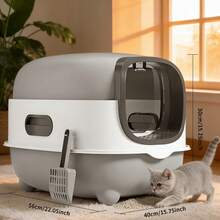Large Cat Litter Box Enclosed Style – Foldable Front Entry Easy Clean Design - 56*40*40cm - View 10