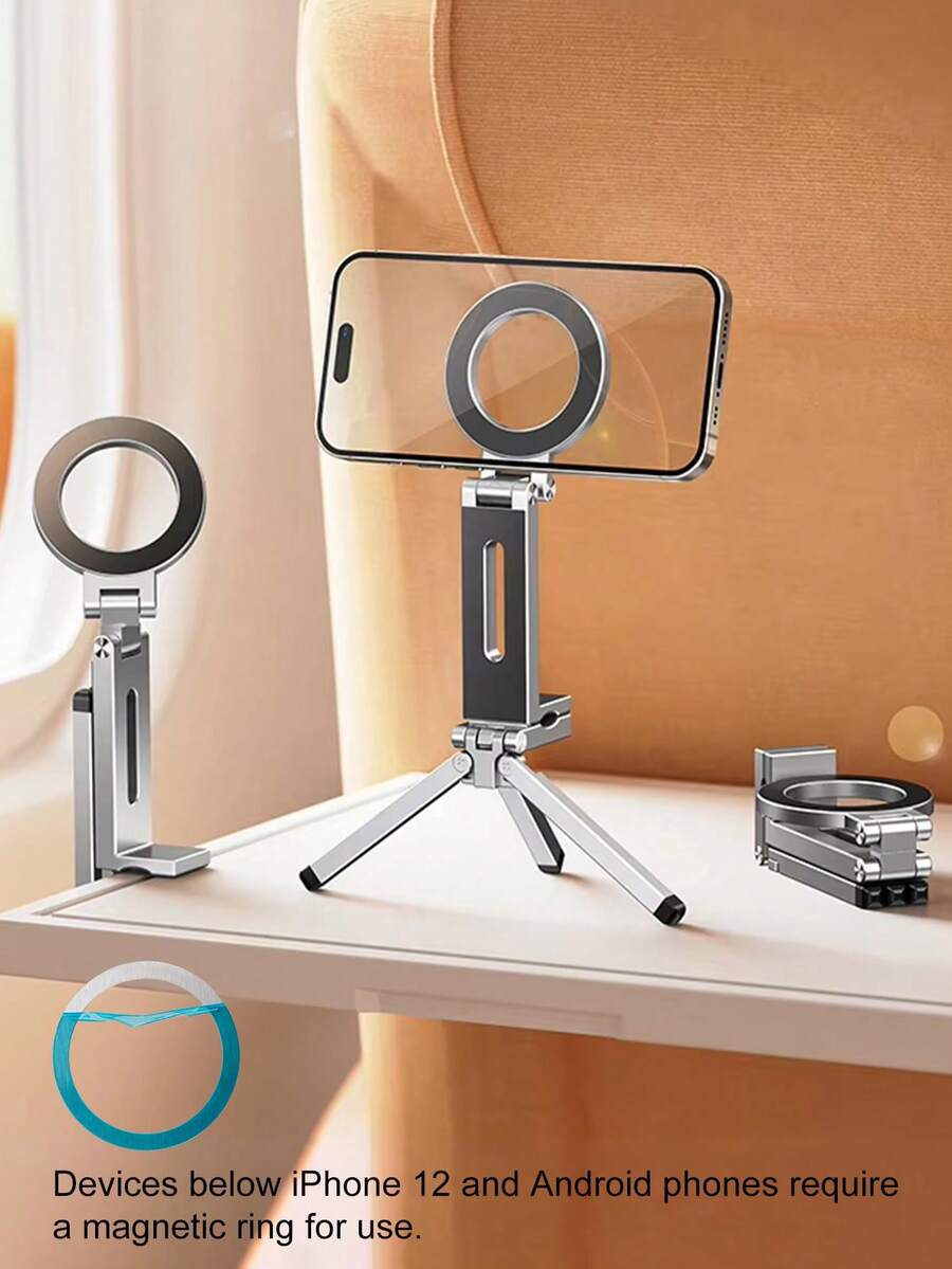 Soporte de teléfono de aleación portátil, soporte magnético de teléfono compatible con MagSafe, de aleación de aluminio, rotación de 360°, plegable, adecuado para viajes, automóvil y escritorio, regalo del Día de la Madre - Multicolor - Ver 1