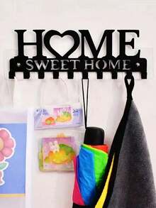 Black Wall Mounted Key Holder With Screws And Expansion Bolts, Metal Art Decorative Hooks For Entryway, Front Door, Kitchen, Hallway, Garage, Utility Room, Office, Etc., Can Be Used As A Key Rack, Wall Mounted Key Rack, Home Decor. - Multicolor - View 7