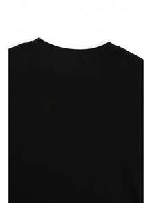 Women's Short Sleeve Cotton T-Shirt, Women's Short Sleeve Cotton T-Shirt, Women's Casual Short Sleeve Crew Neck T-Shirt - Letter Print Blouse - Basic Compatible Top Suitable For Spring And Summer, Machine Washable Crew Neck T-Shirt For Casual Outfits, Clothing Combinations And Outdoor Activities (No - 黑色 - 查看 3