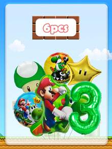 Sega Bộ trang trí cổng bóng bay theo chủ đề, gồm các loại bóng bay hình nhân vật hoạt hình, bóng bay hình ngôi sao, bóng bay hình nấm xanh, bóng bay số 1 xanh, bóng bay cao su màu tím nhạt mờ, tím ánh kim và tím kim tuyến. - Bóng bay - Xem 6