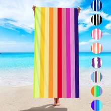 1 toalla de playa grande a rayas coloridas de moda, toalla de playa de natación absorbente de secado rápido, disponible en varios colores - ST360 - Ver 1