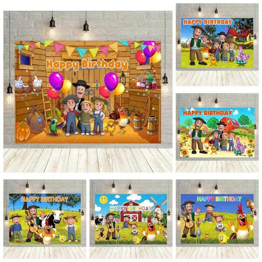 Green Grass Farm Theme Party Decoration  Background La Granja De Zenon Backdro Photo Backdrop Kids 1st Birthday Baby Shower - D款 - 查看 1