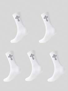 1/2/5/8/10 pares de calcetines de media caña de unicolor negro y blanco versátiles y cómodos para hombres - Multicolor - Ver 8