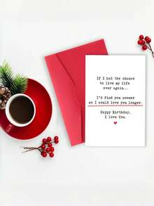 1 pieza "Te encontraría antes" Tarjeta de cumpleaños romántica con sobre, cita de amor dulce para novio/novia, en blanco por dentro - A - Ver 3