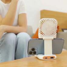 3000mAh Rechargeable Portable Neck Hanging Fan, 3-Speed Adjustable Square Foldable Handheld Fan With Digital Display, Long-Lasting Personal Cooling Fan, Ultra-Quiet USB Mini Fan Suitable For Travel, Outdoor, Office Desk - Multicolor - View 4