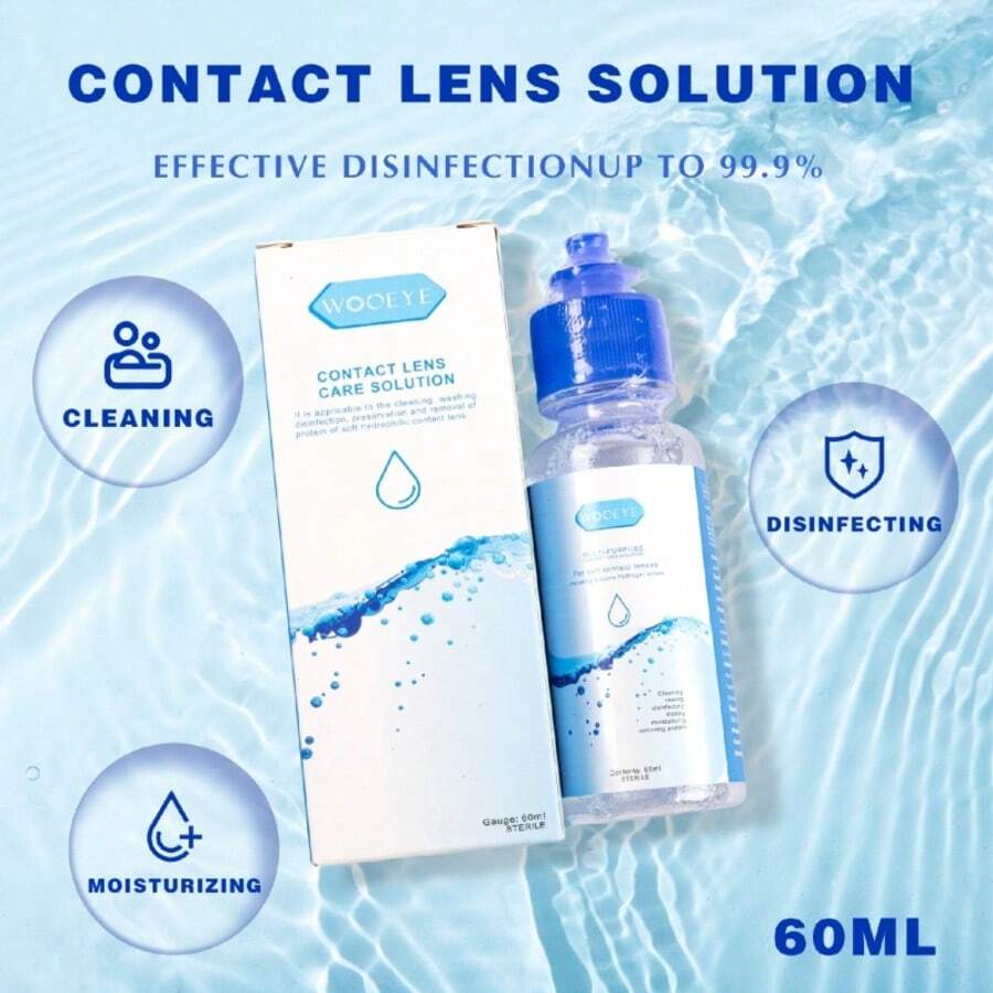 WOOEYE Dung dịch kính áp tròng đa năng 60ml - Làm sạch, khử trùng và dưỡng ẩm, mang lại tầm nhìn trong suốt như pha lê - Xem 1