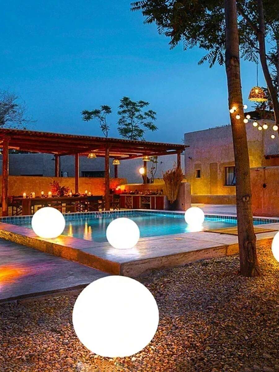 1pc 15cm RGB Remote Control LED Globe Light, Waterproof Outdoor Garden Lawn Ground Lamp, Reusable For Pool, Wedding, Party, Holiday, Home Decor - Style a - View 1