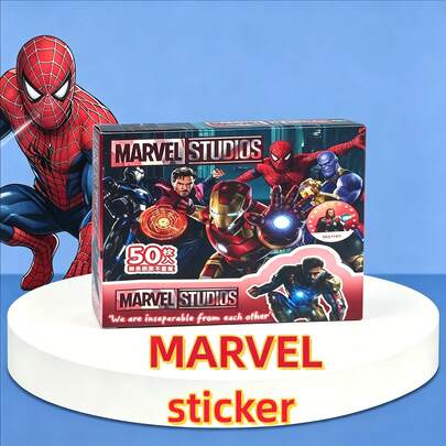  Bộ 50 miếng dán siêu anh hùng MARVEL dành cho trẻ em, hộp quà tặng chủ đề anh hùng hoạt hình, miếng dán trang trí chống thấm nước dùng cho sổ lưu niệm.