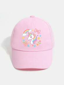 1PC Kids' Cartoon Unicorn Print Mesh Baseball Cap, Adjustable Breathable Sun Hat For Outdoor & Daily Wear - 1PC - View 3