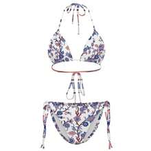 Women's Elegant Floral Pattern Bandeau Bikini Top And Bottom In Short Length With Slight Stretch - 混合色 - 查看 4