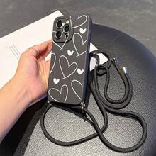 Convenient Lanyard Phone Case With Adjustable Lanyard And Shoulder Strap, Minimalist Heart Design, Shockproof TPU Protective Case For Apple Phones - Multicolor - View 4