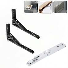 2pcs Foldable Heavy Duty Shelf Brackets, Triangular Wall-Mounted Hinges Suitable For Countertops And Tables - B - View 10