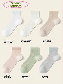 1/2/3/4/5/6 Pairs Women's Breathable Short Socks Set - Lightweight Cotton Ankle Socks For Spring/Summer, Low-Cut Design For Sneakers. No-Show Socks - Multicolor - View 23