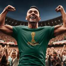 Camiseta Estampa Troféu Taça Dourado Unissex Casual Confortável Moda Urbana Estilo Futebol Ideal Para Torcedores Jogos Eventos Esportivos Tecido Leve Respirável Ajuste Perfeito Camisa HEXA 100% Algodão Visual Moderno Versátil Alta Qualidade Uso Diário - Verde - Visão 11