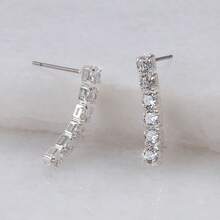 Simulated Drop Earrings Women - Cubic Zirconia Statement Tennis Earrings - And Sensitive Ears - - 3.5" Inch (Pave) - View 5