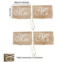 Sr. e Sra. Faixa de Cadeira de Juta, Sinais de Cadeira de Noiva e Noivo, Guirlanda para Decorações de Casamento Rústico Vintage, Suprimentos para Festa de Noivado - A - Visão 7