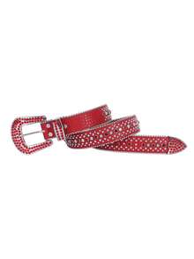 Thắt lưng đính đá Rhinestone phong cách miền Tây hoặc phong cách cao bồi dành cho nam và nữ dự tiệc, thắt lưng da đính đá Rhinestone sang trọng dành cho Halloween mùa hè, trường học mùa thu, mùa thu, Halloween - Bạc - Xem 7