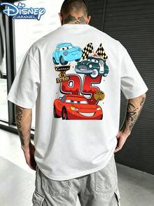 T-shirt imprimé Flash McQueen n° 95 sous licence Disney, idéal pour l'été. Ce t-shirt à manches courtes pour homme est confectionné en coton 100 % de haute qualité, doux et respirant. Confortable et respirant, il est parfait pour les amateurs de sport automobile, les couples, les voyages à Disneyland, le quotidien, les vacances et les projets universitaires. - Blanc - Voir 3