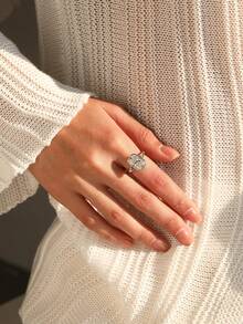 MODIAN 4.5CT D Color Moissanite Ring 925 Sterling Silver Rectangle Lab Diamond Wedding Statement Rings For Women Fine Jewelry - Silver - View 3