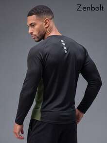 Zenbolt Men's Raglan Crew Neck Long Sleeve T-Shirt, Classic Casual Fit, Comfortable & Versatile, Suitable For Daily Wear, Outdoor Activities, Casual And Relaxation Occasions - Military Green - View 3