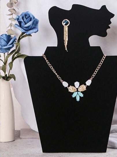 1 Giá Trưng Bày Trang Sức, Màu Đen, Viền Lá Chuối Nhung, Thiết Kế Hình Dáng Thanh Lịch, Thích Hợp Cho Cửa Hàng Trang Sức/Lưu Trữ Trang Sức Trong Phòng Ngủ, Một Vật Trang Trí Nhà Cửa Hoàn Hảo.