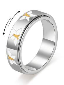Butterfly Ring For Women, 18K Gold Plated Stainless Steel Rotating Anxiety Relief Jewelry - Butterfly - View 14