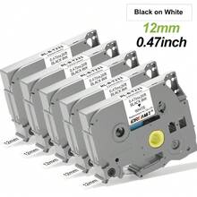 5卷装兼容Brother 12mm标签带，可替换TZe-231标签带，12mm（0.47英寸）覆膜白色标签带，持久耐用，适用于TZe231 P-Touch标签打印机（26.2英尺/8米），防水防褪色，也适用于Brother PTD210、PTD220、PTH110、PTD400、PTD600、PTD610BT、PT-H100、PT-H110标签打印机。 - 5 件 - 查看 2