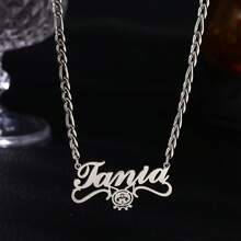 SANRIO Custom Figaro Chain Kuromi Name Necklace, Personalized Cute Cartoon Necklace, Stainless Steel Kawaii Nameplate Pendant Necklace, Gift For Her, Birthday Gift, Holiday Gift, Women's Fashion Jewelry - Bạc - Xem 1