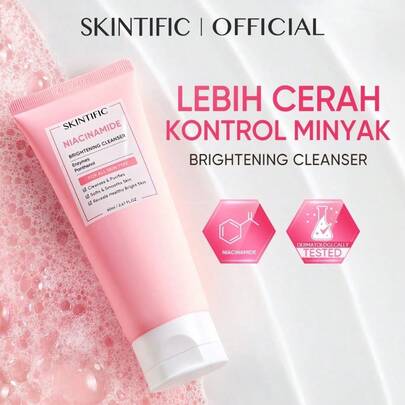 SKINTIFIC 烟酰胺亮白洁面乳 60ml | 亮肤洁面乳 焕彩洁面乳 屏障美白 旅行装