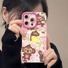 Lindos monos marrones sobre un fondo de dulces rosas.funda de teléfono Fundas compatibles con ,Apple,VIVO,OPPO,,, y Honor.Fabricadas en silicona TPU,ofrecen protección contra golpes y caídas. - Blanco - Ver 6