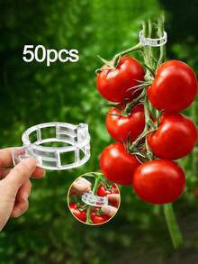 1/50pcs Plastic Vine Plant Support Clips, Suitable For Tomatoes And Other Climbing Plants, Reusable Clips Allow Tomato Vines And Vegetable Plants To Grow Upright, Promoting Healthy Plant Growth - Multicolor - View 11