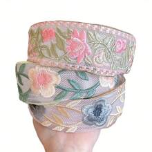 Bộ 3 băng đô cài tóc kiểu Boho in hoa, chất liệu polyester, thêu họa tiết. - A - Xem 2